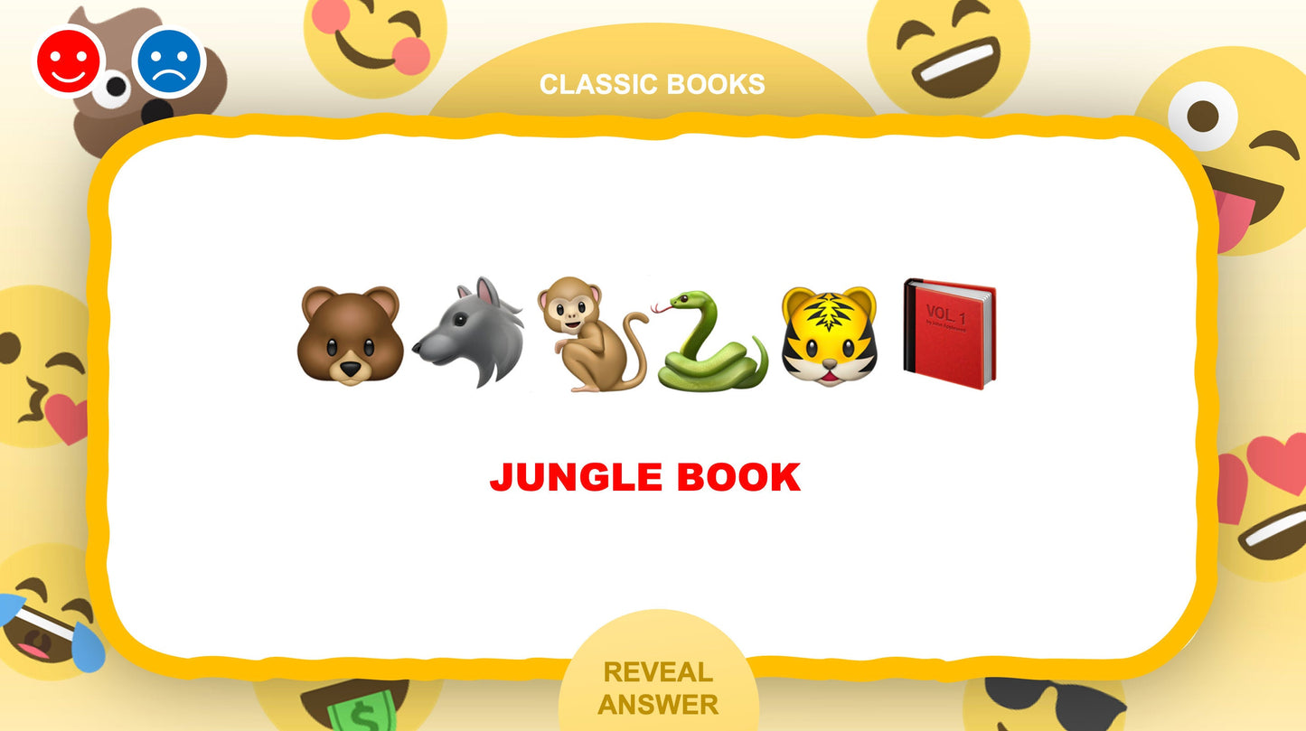 The Emoji Game 100 Rounds PowerPoint Games for Zoom Question Three Classic Books