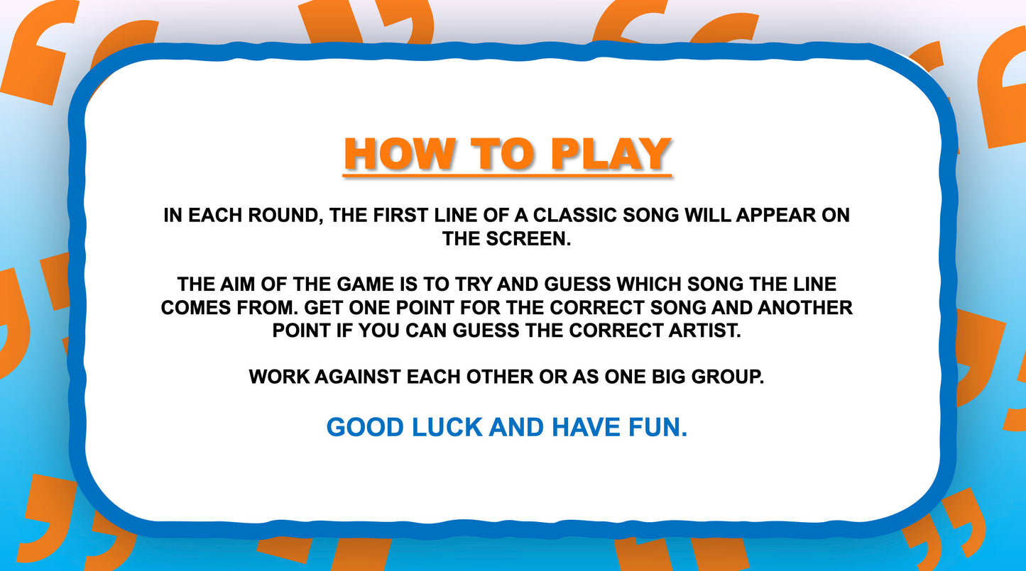 Quotation Music Edition PowerPoint Party Games for Zoom Rules