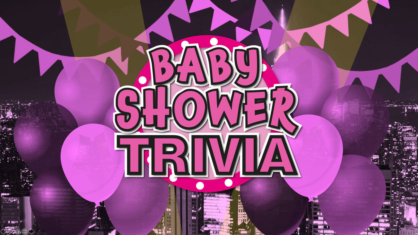 Girls Baby Shower Trivia Powerpoint Party Game - Girls Edition Slide One