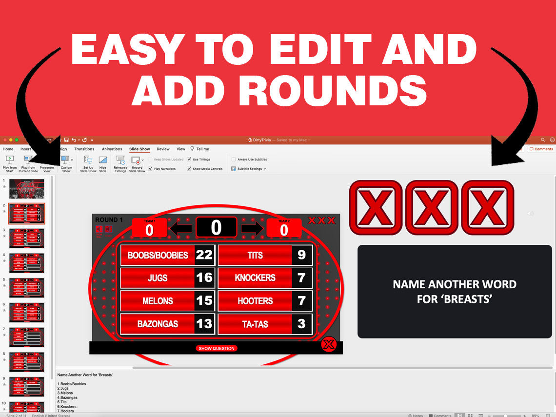 Dirty Trivia Powerpoint Party Game Family Feud Games for Zoom Easy To Edit