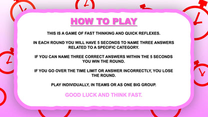 5 Second Game Rules for the Bachelorette Party PowerPoint Game 