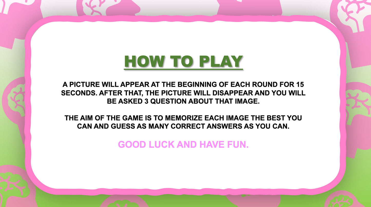 Memorize Picture Memory PowerPoint Games For Zoom Rules