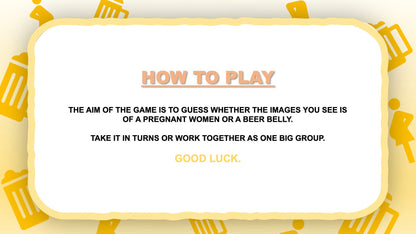 Pregnant or Beer Belly Baby Shower Powerpoint Party Games for Zoom Guide