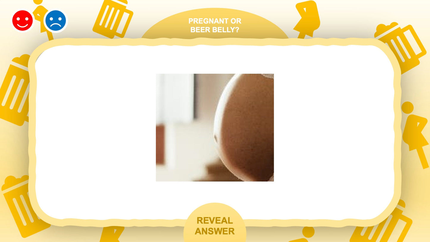 Pregnant or Beer Belly Baby Shower Powerpoint Party Games for Zoom Question