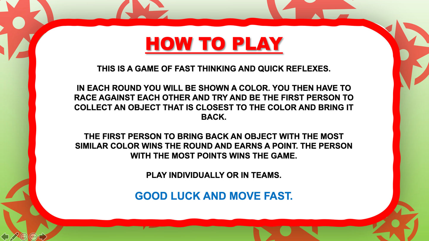 Virtual Scavenger Hunt Colors PowerPoint Games for Kids Guide