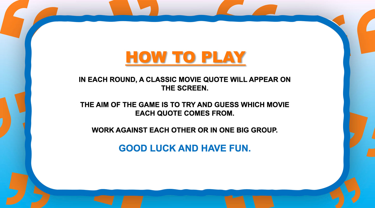 Quotation Movie Edition PowerPoint Party Games for Zoom Rules