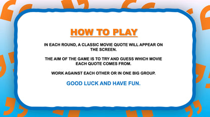 Quotation Movie Edition PowerPoint Party Games for Zoom Rules